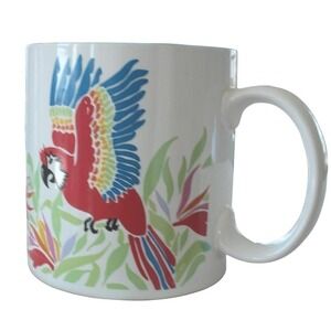 Russ Berrie Vintage Tropical Parrot Bird‎ Coffee Mug Teal Interior